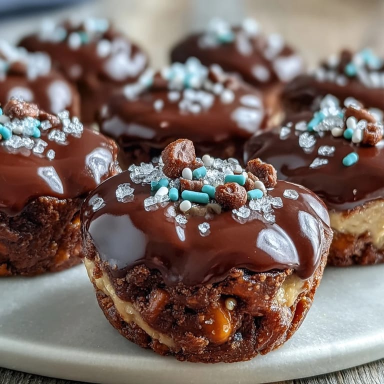 Decadent chocolate peanut butter pretzel cups with a crunchy pretzel crust, velvety peanut butter filling, and smooth chocolate topping, finished with a sprinkle of sea salt.