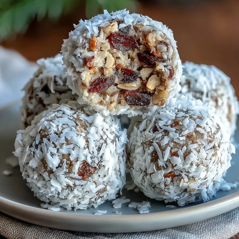 No-bake carrot cake bliss balls packed with oats, dates, and shredded coconut for a naturally sweet treat.  